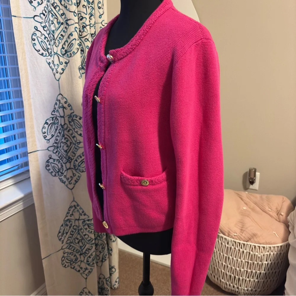 J. Crew Vibrant Pink Cardigan Sweater - Picture 2 of 5